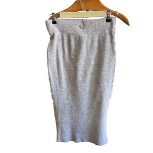 JAMES PERSE ~ Grey Heather Ribbed Cotton Pencil Skirt with Elastic Waist